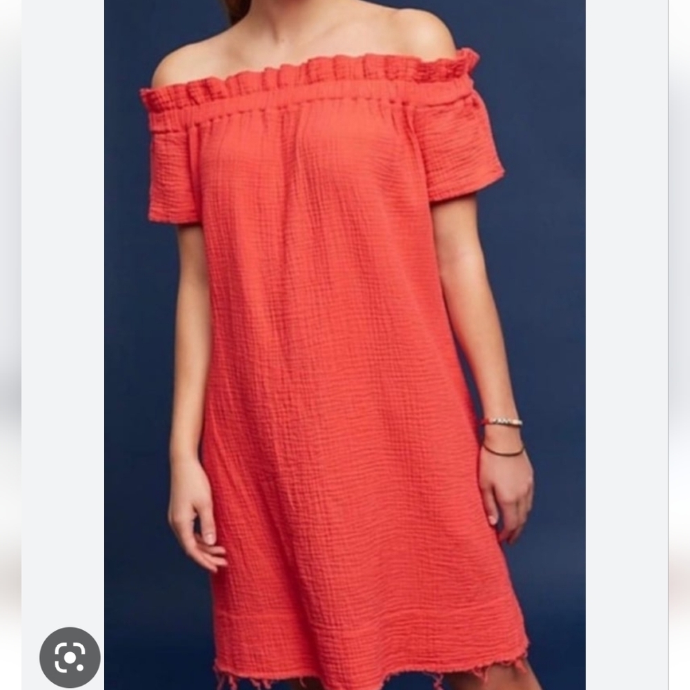 Amadi gauze off the shoulder orange dress